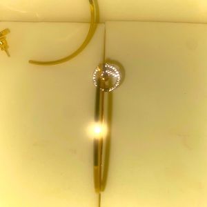 Fendi F is hoop earrings - women - Bronze/White Zirconium - One Size - GOLD